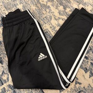 Adidas Kids Black Joggers with White Stripes